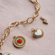 My DIY Jewelry - Jewelry Kit Necklace Charms Hearts in Stainless Steel Gilded