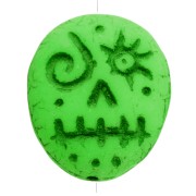 Glass beads Woodoo Funny Face 16x14 mm - Neon green x5