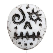 Glass beads Woodoo Funny Face 16x14 mm - Grey - Black x5