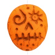 Glass beads Woodoo Funny Face 16x14 mm - Orange Neon x5|raw }}