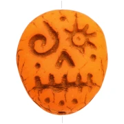 Glass beads Woodoo Funny Face 16x14 mm - Orange Neon x5