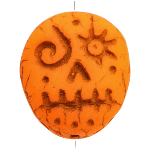 Glass beads Woodoo Funny Face 16x14 mm - Orange Neon x5