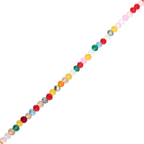 Round faceted beads - round flattened 4x3.5 mm - Multicolor Vif x40cm