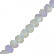 Fire Polished faceted flat round 3.5x3mm Light Purple Iris Frosted x34cm|raw }}