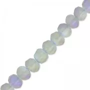 Fire Polished faceted flat round 3.5x3mm Light Purple Iris Frosted x34cm