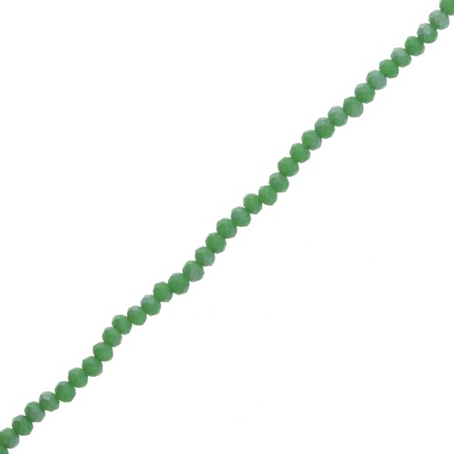 Rondelle beads faceted - round flattened - 3.5x3 mm - Emerald green x32 cm