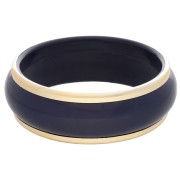 65 mm thick resin bead bracelet - Navy blue - Gold x1