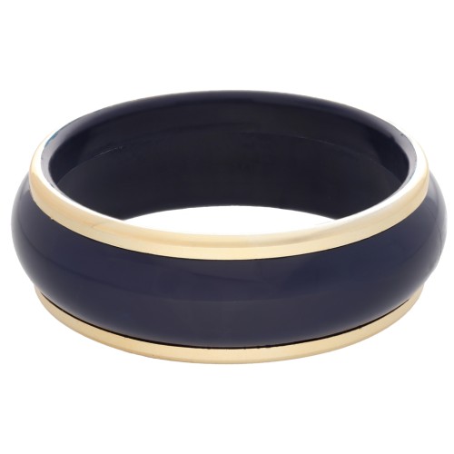 65 mm thick resin bead bracelet - Navy blue - Gold x1