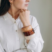 66 mm thick bead bracelet in transparent resin - Auburn x1