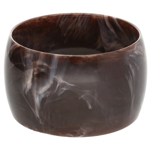 68 mm thick opaque resin bead bracelet - Marbled Dark Brown - White x1