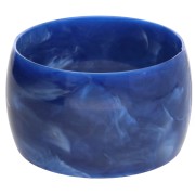 68 mm thick opaque resin bead bracelet - Dark Blue Marbled - White x1
