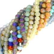 Fire Polished faceted flat round 4x3mm Sand Frosted x40cm