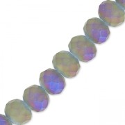 Fire Polished faceted flat round 4x3mm Light Purple Iris Frosted x40cm|raw }}