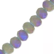 Fire Polished faceted flat round 4x3mm Light Purple Iris Frosted x40cm