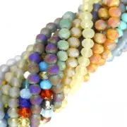 Fire Polished faceted flat round 4x3mm Light Purple Iris Frosted x40cm