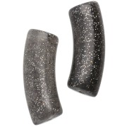 Curved tube beads 29x10 mm in transparent resin - Dark grey glitter x1