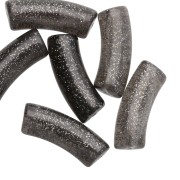 Curved tube beads 29x10 mm in transparent resin - Dark grey glitter x1
