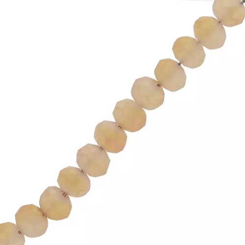 Fire Polished faceted flat round 4.5x3.5 mm Light Brown Iris Frosted x39cm
