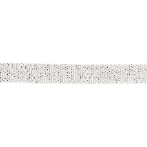 Mokuba metallic ribbon 9 mm - White silver thread x50cm