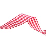 Mokuba gingham ribbon 14 mm - Red - White x50cm