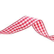 Mokuba gingham ribbon 14 mm - Red - White x50cm