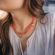 Mokuba gingham ribbon 14 mm - Red - White x50cm