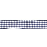 Mokuba gingham ribbon 14 mm - Dark blue - White x50cm|raw }}
