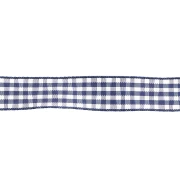 Mokuba gingham ribbon 14 mm - Dark blue - White x50cm