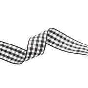 Mokuba gingham ribbon 14 mm - Black - White x50cm