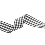 Mokuba gingham ribbon 14 mm - Black - White x50cm