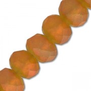 Fire Polished faceted flat round 6x4mm Light Brown Iris Frosted x40cm