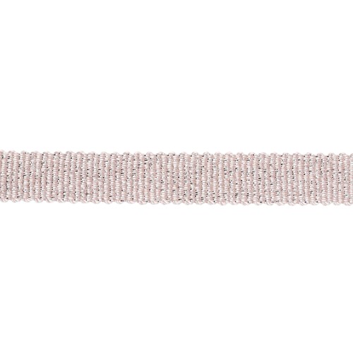Mokuba metallic ribbon 9 mm - Light pink silver thread x50cm