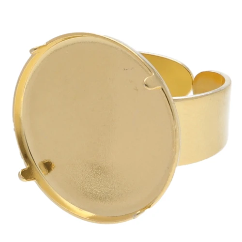 Claw setting ring for cabochon flat base 20 mm - Fine gold plated x1