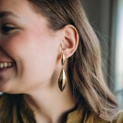 Cambered navette pendant 50x18 mm - Fine gold plated x1