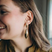 Cambered navette pendant 50x18 mm - Fine gold plated x1