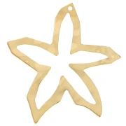 Hollow hammered star pendant 35x33 mm - Fine gold plated x1