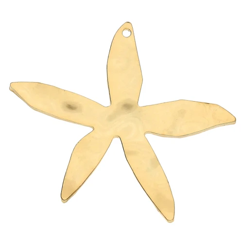 Hammered flower pendant 28x31 mm - Fine gold plated x1