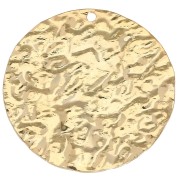 Round hammered pendant 25 mm - Fine gold plated x1