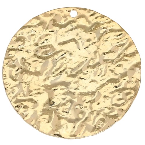 Round hammered pendant 25 mm - Fine gold plated x1