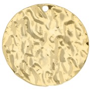 Round hammered pendant 20 mm - Fine gold plated x1