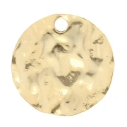Round hammered charm 12 mm - Fine gold plated x1
