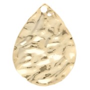 Hammered drop charm 17x13 mm - Fine gold plated x1|raw }}