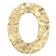 Hammered oval hollow pendant 25x19 mm - Fine gold plated x1