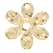 Hammered flower charm 16x14.5 mm - Fine gold plated x1|raw }}
