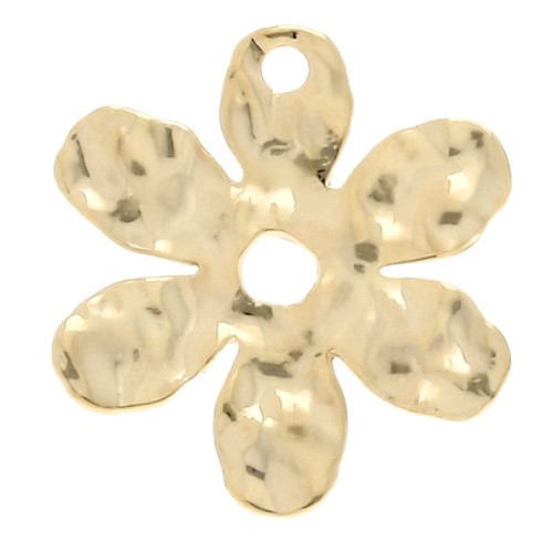 Hammered flower charm 16x14.5 mm - Fine gold plated x1