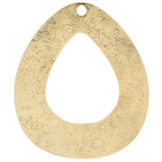 Hollow hammered drop pendant 61x51 mm - Fine gold plated x1