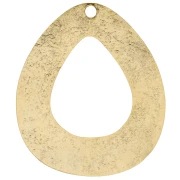 Hollow hammered drop pendant 61x51 mm - Fine gold plated x1