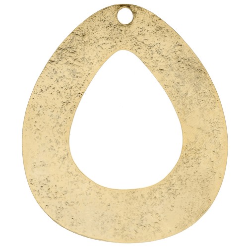 Hollow hammered drop pendant 61x51 mm - Fine gold plated x1