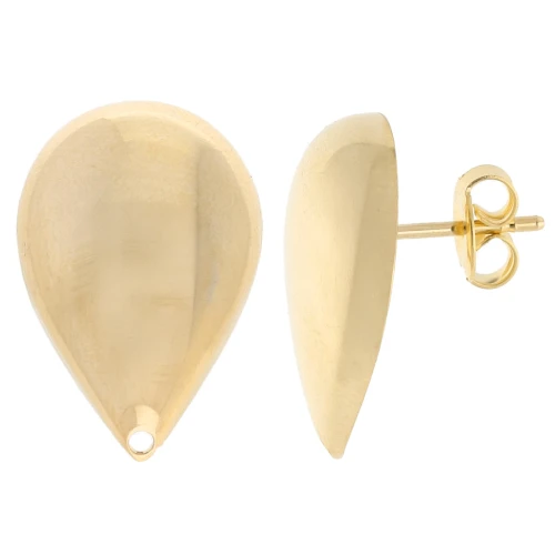 Round drop earstuds 22x14.5 mm - Fine gold plated x2