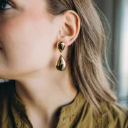 Round drop earstuds 22x14.5 mm - Fine gold plated x2